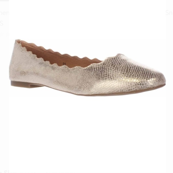 Athena Alexander Shoes - Athena Alexander Scallop Gold Ballet Flats